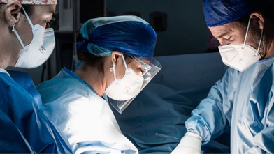 A team of surgeons in scrubs